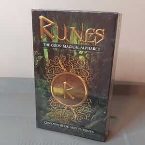 New Sealed Runes Book Set Norse Magic Book Bag 25 Wood Runes